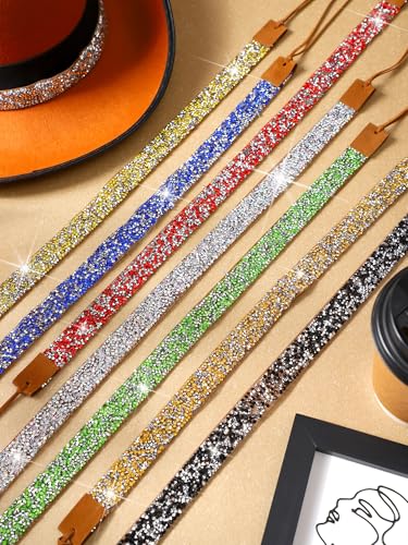 XunYee 8 Pcs Rhinestone Hat Bands for Cowboy Hats Women Men - color: Classic Colors
