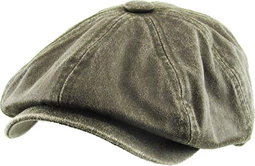 KBETHOS Leather Ascot Made in USA Ivy Collection Classic Newsboy Caps - color: (E) Pu Leather - Olive, size: Small-Medium