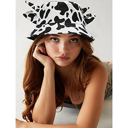 XYIYI Cute Bucket Hat Beach Fisherman Hats for Women Men Teen Girls - color: Cow Ears