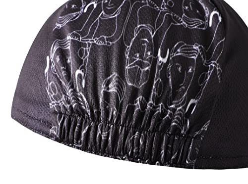 Black Cycling Cap - Polyester Funny Cycling Hat-Under Helmet - Cycling Helmet Liner Breathable&Sweat Uptake - color: Black 1