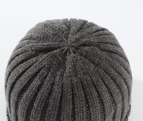 Home Prefer Mens Winter Hat Wool Fleece Lined Knit Beanie Hat Warm Stocking Caps - color: Heather Grey