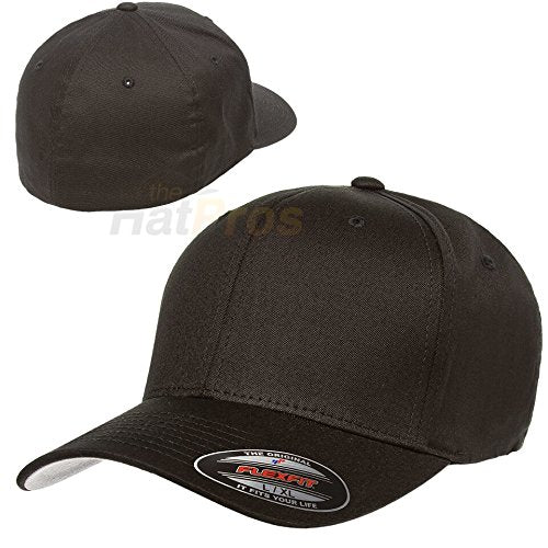 Flexfit/Yupoong Men's Cotton Twill Fitted Cap - color: Black, size: 6 3/4-7 1/4