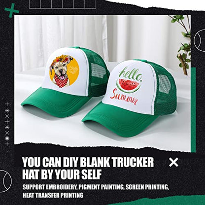 Tarpop 10 Pcs Sublimation Blank Trucker Hats Bulk - color: Green and White