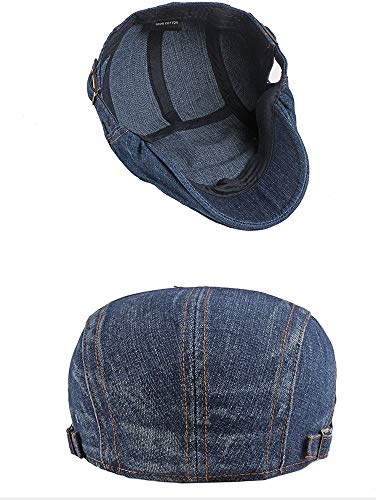 2 Pack Mens Denim Cotton Newsboy Cap Ivy Gatsby Driving Hunting Cabbie Hats - color: 2 Pack-e