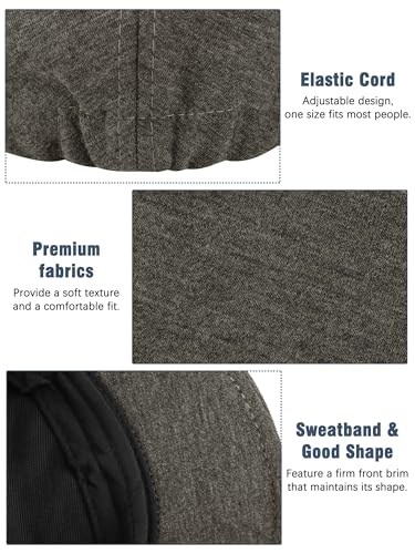 6 Pieces Men's Newsboy Caps Gatsby Cabbie Driving Hunting Cap Newsboy Flat Cap Irish Hats Ivy Hat - color: Black, Light Gray, Dark Gray, Navy, Khaki, Brown