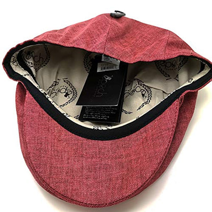 Men's Linen Flat Ivy Gatsby Summer Newsboy Hats - color: Burgundy, size: Small-Medium