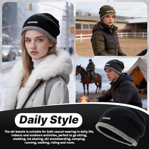 Slouchy Knit Beanies Winter Hats for Women Men Soft Warm Slouch Cuffed Skullcap Knitted Beanie Cap Stocking Hats - color: Mg-zzm25106-brown