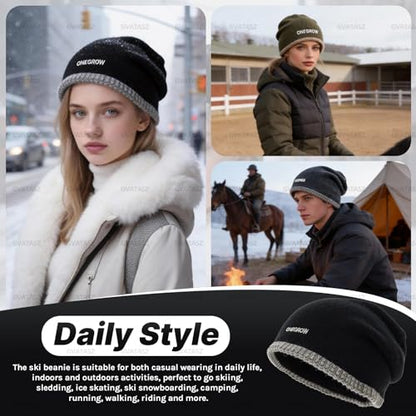 Slouchy Knit Beanies Winter Hats for Women Men Soft Warm Slouch Cuffed Skullcap Knitted Beanie Cap Stocking Hats - color: Mg-zzm25106-brown