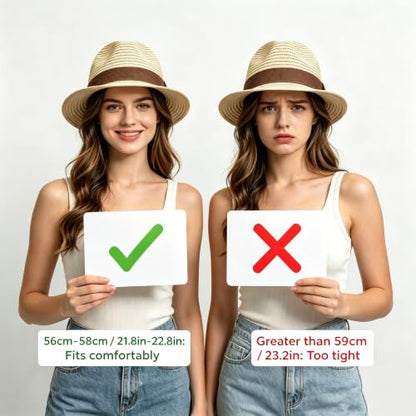 Straw Fedora Hat for Women Men Short Brim Panama Hats Derby Trilby Hats Breathable Packable Summer Beach Sun Hat - color: Beige Brown