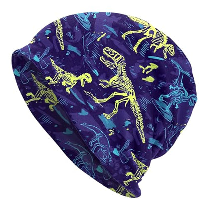Slouchy Beanie Hat Skull Cap Chemo Headwear Baggy Hats for Men Women Running Cycling - color: Dinosaur