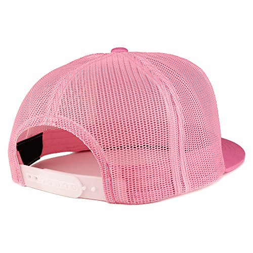 Trendy Apparel Shop Number 47 Gold Thread Embroidered Flat Bill 5 Panel Trucker Cap - color: Pink