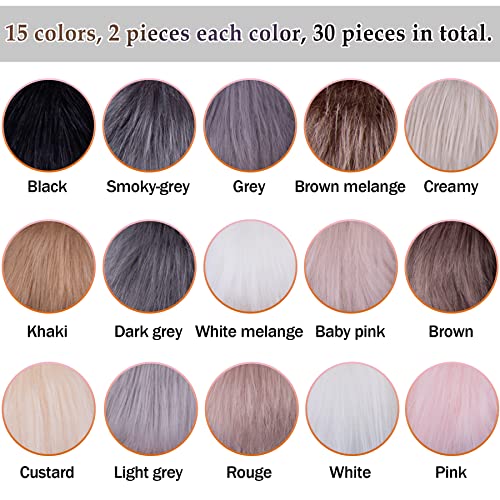 SIQUK 30 Pieces Faux Fur Pom Pom Balls Fluffy Pom Pom with Elastic Loop Pom Pom for Hats Beanie Shoes Scarves Gloves Bags Accessories(15 Colors, 2 Pcs for Each Color) - color: Soft Color