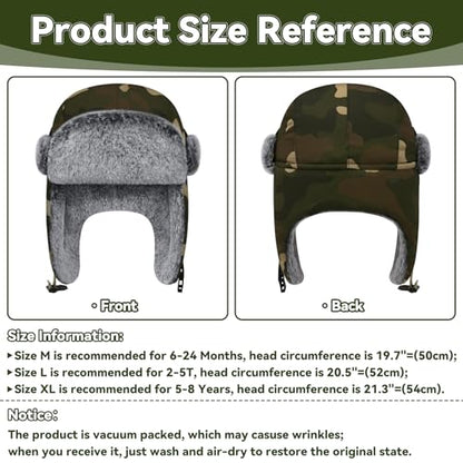 Olreco Waterproof Toddler Winter Hat Warm Fur Fleece Baby Boy Winter Hat Kids Snow Hats Girls Boys Trapper Hats with Earflaps - color: Waterproof Woodland Camo With Grey Fur, size: 2-5T