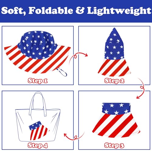 Sarfel Baby Sun Hat Summer Baby Boy Hats UPF 50+ Sun Protection Toddler Hat Bucket for Baby Girl Adjustable Kid Cap - color: American Flag, size: 6-12 Months