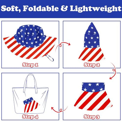 Sarfel Baby Sun Hat Summer Baby Boy Hats UPF 50+ Sun Protection Toddler Hat Bucket for Baby Girl Adjustable Kid Cap - color: American Flag, size: 6-12 Months