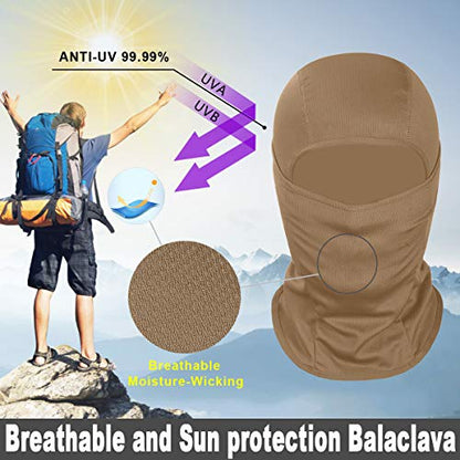 Achiou Ski Mask for Men and Women, Lightweight UV Balaclava Face Cover - color: Khaki