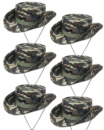 Coume Safari Boonie Hats Bulk Wide Brim Fishing Hats for Men Women Camo Boonie Cap for Safari Military Hiking - color: Green Camouflage, size: One Size