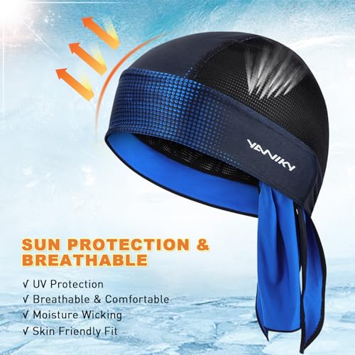 YANIKY Bandanas Skull Caps for Men, Women Skull Cap Helmet Liner Dew Rags - color: Blue