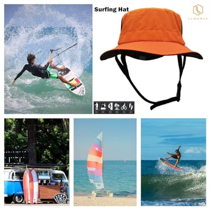 Mens Womens Surf Bucket Hat Waterproof UPF50+ Foldable Beach Sun Hats - color: Orange