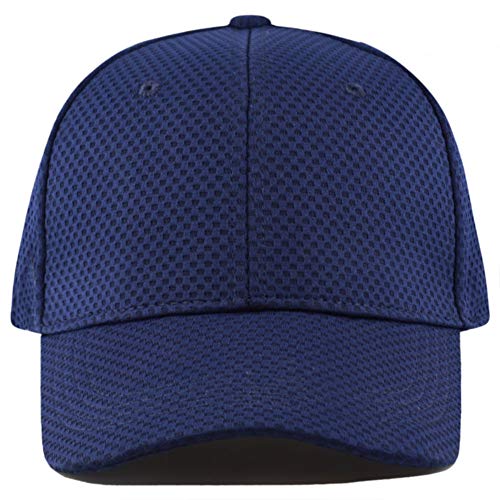 The Hat Depot Men's Curved Brim Stretch Fit Mesh 6 Panel Fitted Baseball Cap - color: Navy, size: Large-X-Large