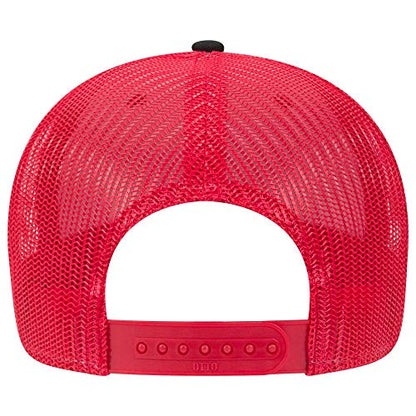 OTTO 6 Panel Low Profile Contrast Vertical Mesh Back Cap - color: Blk/Blk/Red