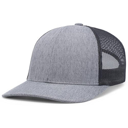 Pacific Headwear Melange Heather Low-Profile Trucker - color: Grey Heather/Navy/Grey Heather