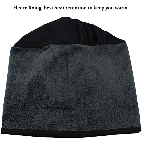 CAMOLAND Winter Beanie Hats for Men Women Camo Slouchy Beanies Fleece Lined - color: Black