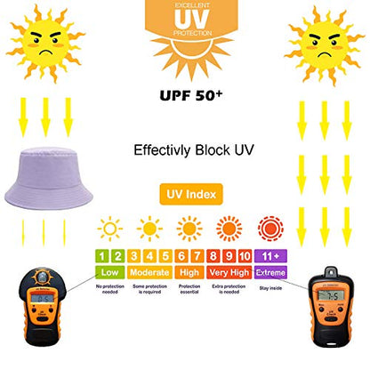 Bucket Hat for Women Men, Reversible Cotton Summer Sun Beach Cap Solid Color Style - color: A-lavender