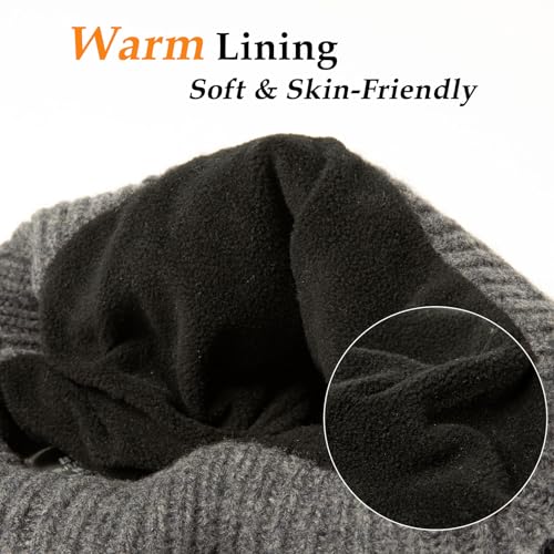 TOP-EX PolarWool Merino Wool Beanie with Soft Polartec Fleece Lining - color: Grey, size: Medium-Large
