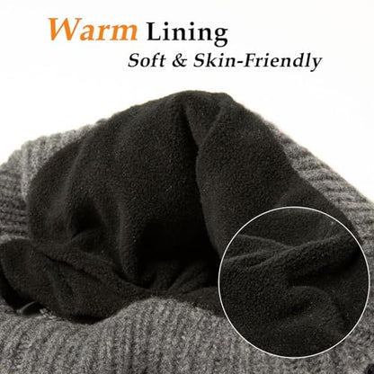TOP-EX PolarWool Merino Wool Beanie with Soft Polartec Fleece Lining - color: Grey, size: Medium-Large