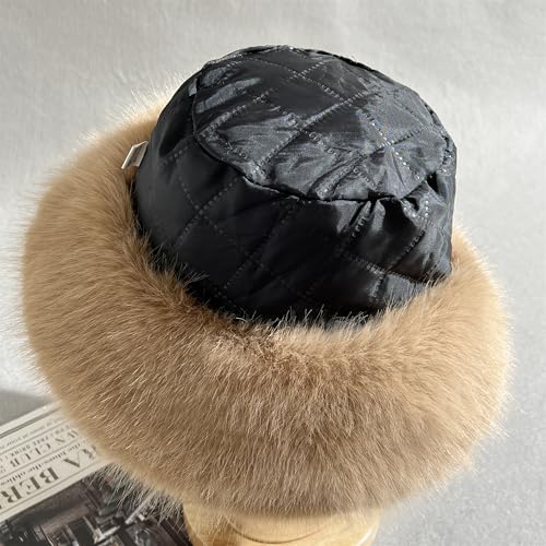 Women's Oversized Faux Fur Bucket Hat, Fluffy Plush Winter Hat, Solid Color - color: Pink