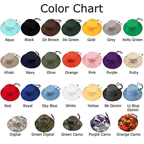 Wide Brim Hiking Fishing Safari Boonie Bucket Hats 100% Cotton UV Sun Protection for Men Women Outdoor Activities - color: Navy, size: Large-X-Large