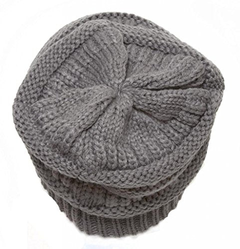 C.C Trendy Warm Chunky Soft Stretch Cable Knit Beanie Skully - color: Grey