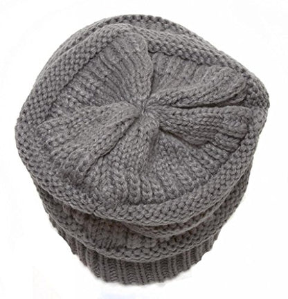 C.C Trendy Warm Chunky Soft Stretch Cable Knit Beanie Skully - color: Grey
