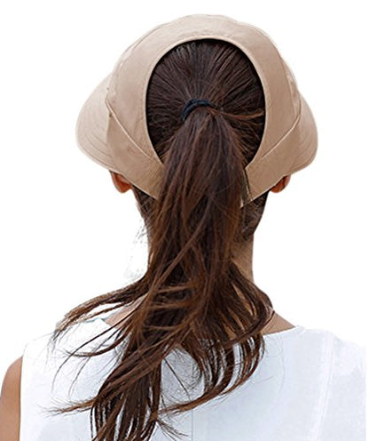 Sun Hats for Women Wide Brim Sun Hat UV Protection Caps Floppy Beach Packable Visor - color: Khaki