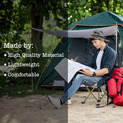 BaHoki Essentials Military Style Bucket Hat - Camo Outdoor Hat with Adjustable Strap - Wide Brim Safari Hat - style: Camo