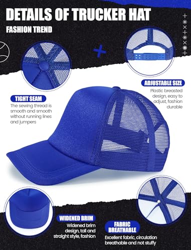 Tarpop 10 Pcs Sublimation Blank Trucker Hats Bulk - color: Royal Blue