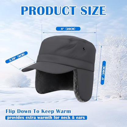 Men's Waterproof Winter Hat with Visor - color: Grey Green