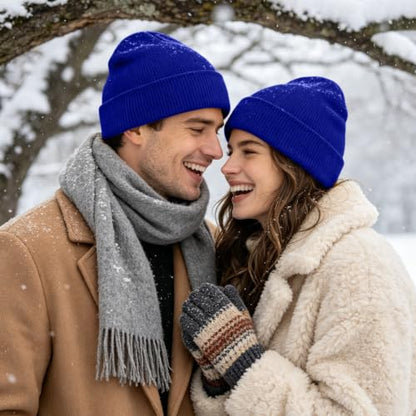 ZOORON Beanie for Men Women Slouchy Winter Beanie Hats Cuffed Skull Caps - color: 1pack-brightblue