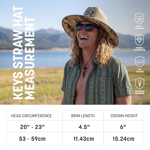 Soul of Adventure Keys Straw Hat for UV Sun Protection | UPF 50+ Sun Protection, Adjustable Drawstring - color: Ghost American Flag