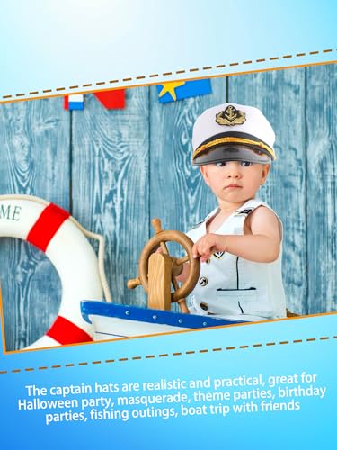 8 Pieces Captain Hats Adjustable White Sailors Navy Marine Admiral Caps for Yacht Theme Party Costume Accessory - color: Style 12