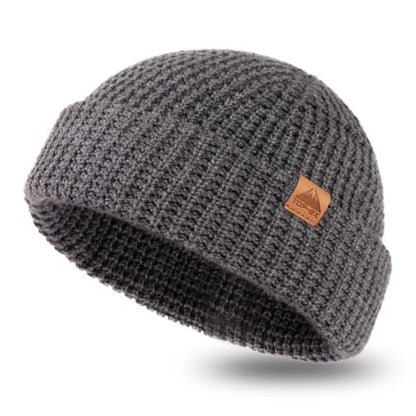 PolarWool™ L/XL/XXL Merino Wool Waffle Fisherman Beanie Watch Cap Dual-Layer 2 Styles Warm Winter Knit Hat for Men Women - color: Gray(urban), size: Medium-Large