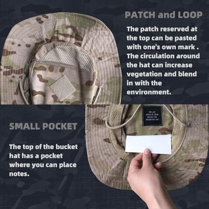 Camo Boonie Sun Hat with Face Mask UV Protection Fishing Hat Bucket Hat for Hunting Hiking Military Tactical Safari - color: Camo Cp Desert