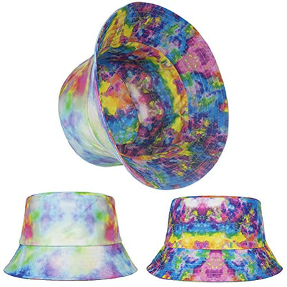 TOPTIE Reversible Tie Dye Bucket Hat, Cotton Sun Hat for Adults - color: Dye Green/Colorful