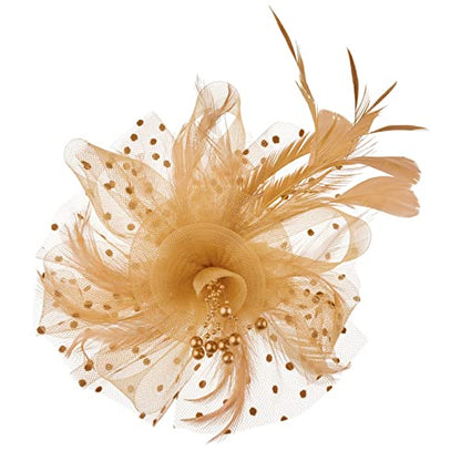 AQOKKA Women Fascinators Hats Flower Fascinators with Headband and Clip Tea Party Headwear for Women and Girls - color: 1 Pc 7" Diameter / Khaki