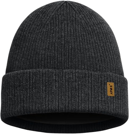 ATNKE Beanie for Men Women, Soft Warm Fleece Lined Winter Ski Beanies Hat Unisex Thick Stocking Knit Cuffed Skull Cap - color: #Dark Gray