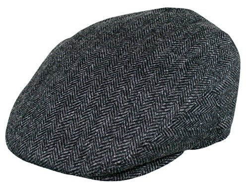 EPOCH Men's Herringbone Wool Tweed Newsboy Ivy Cabbie Driving Cap - color: 1935-charcoal, size: X-Large