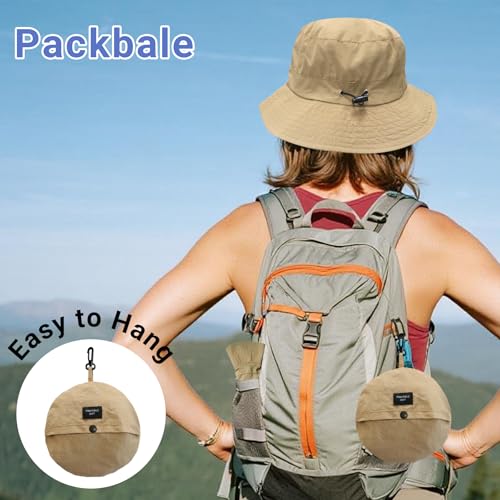 PFFY Waterproof Bucket Hats for Men Women Packable Sun Hat for Outdoors - color: Solid Brown