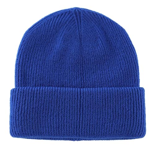 Connectyle Thick Cuffed Beanie for Men & Women Double Layer Knit Winter Hat Acrylic Watch Hat Warm Stocking Skull Cap - color: Royal Blue
