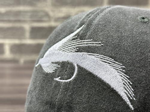 Fishing Baseball Cap for Men Women, Adjustable Embroidered Fish Hat - color: Fly Fishing Lures (Washed Army Green)